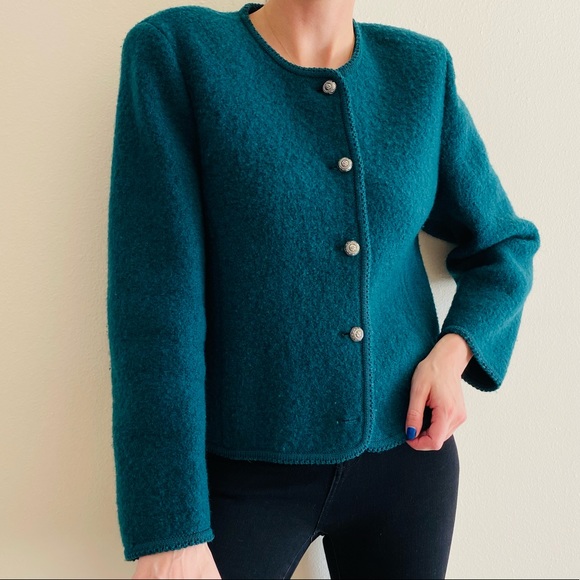 Vintage Talbots emerald green 100% wool jacket blazer - Picture 3 of 8